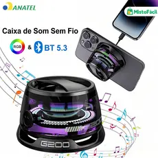 Mini Caixa de Som Bluetooth Magnética – Speaker Portátil com LED RGB e À Prova d’Água