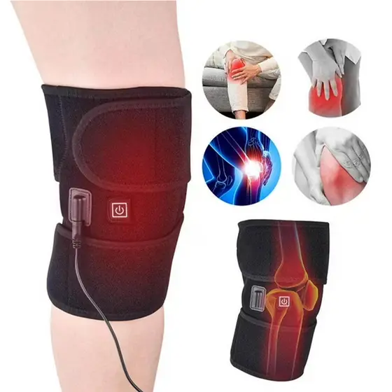 Joelheira Infravermelho USB Calor Terapêutico Tecido Respirável Ajustável Joelho
