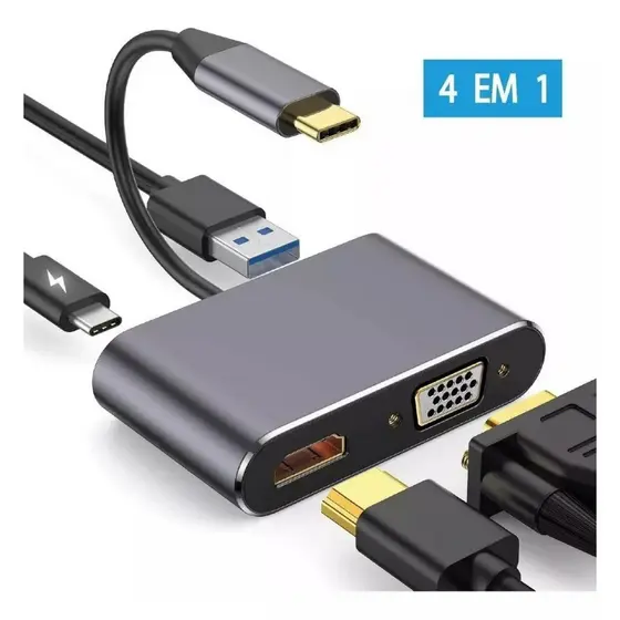 Usb 3.0 Tipo C Adaptador Para Macbook Hdmi Vga Carregador Pd