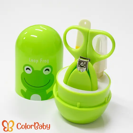 Kit Manicure Infantil para Bebês e Crianças com Estojo Estampado Tesourinha, Cortador, Lixa e Pinça - ColorBaby