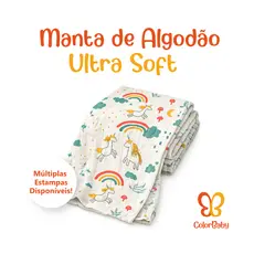 Manta Cobertor 120x100 Ultra Soft Antialérgico de Algodão para Bebês - ColorBaby