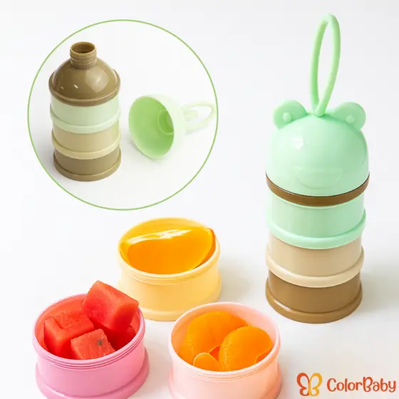 Pote de Armazenamento de Alimento Infantil - 3 Camadas empilháveis c/ Bico de Garrafa p/ Bebês
