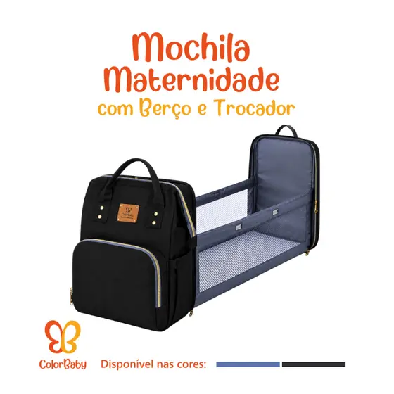 Mochila Maternidade - com Berço Portátil, Bolsa Térmica, Impermeável e Multifuncional - ColorBaby