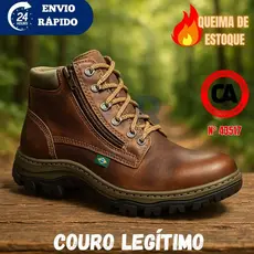 Bota Segurança coturno Botina Unissex Masculina Feminina Confortável Com CA 43517 Couro Legitimo