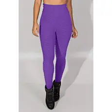 Legging Bolha Suplex Lilás Tira Disfarça Celulite Cós Alto 3D Textura Flocada Legue Cintura Alta Academia Leg