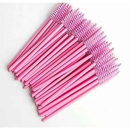 Kit com 50 Escovinhas Pincéis Descartáveis Alongamento Para Cílios e Sobrancelhas Rosa Preto Escolher Variações - SQ8001