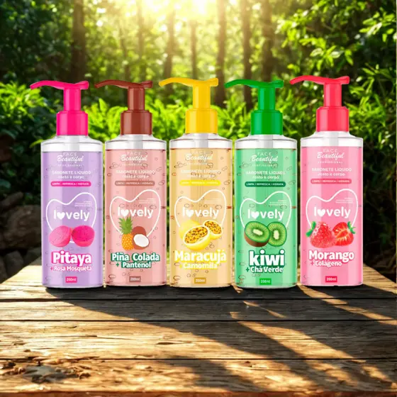 Sabonete Facial e Corporal de Fruta Lovely 200ml Pump Face Beautiful