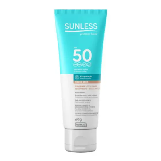 Protetor Facial Sunless FPS50 Toque Seco Base Bege Medio 60g