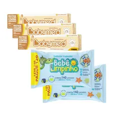 Kit Bebê 3 Babymed Amendoas 40g+2 Toalhas Umedecidas 140unid