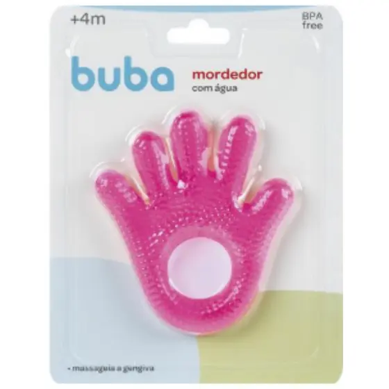Mordedor BUBA Bebê Mãozinha ROSA c/Água Dentição Livre BPA