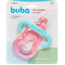 Mordedor BUBA Bebê C/Água Rosa para Dentição Seg. Livre BPA