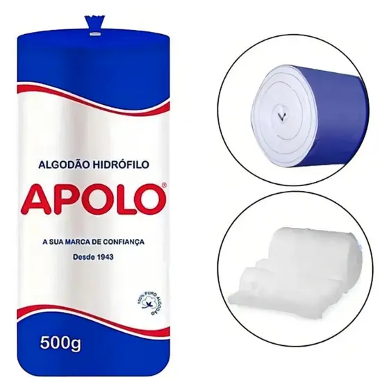 Rolo Algodão Apolo Hidrófilo - 500g