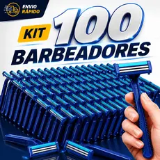 Kit 100 Barbeador Descartável de Alta Precisão Aparelhos de Barbear com 2 Lâminas e Fita Lubrificante Azul