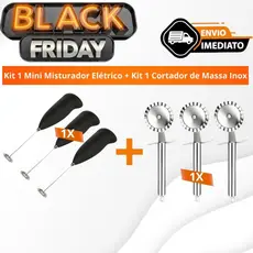 Kit 1 Mini Misturador Eletrico + Kit 1 Cortador de Massa Inox