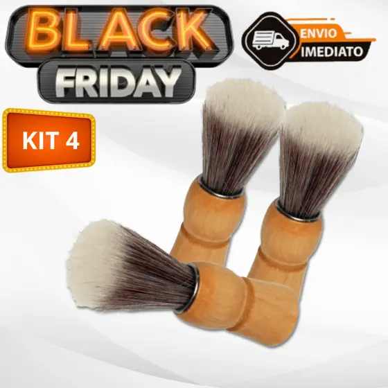Kit 4 Pincel De Barbear Cerdas Macias Sintéticas Para Espuma De Barbear Kit Barba Completo