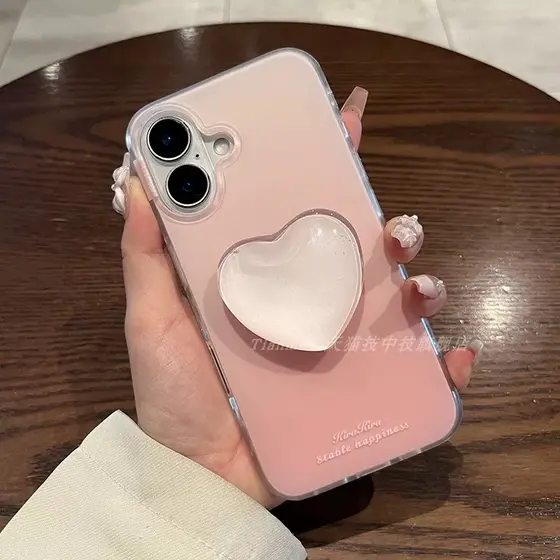LEON CAPA POP SOCKET SUPORTE CELULAR DE CORAÇÃO VIDRO COM CORRENTES
