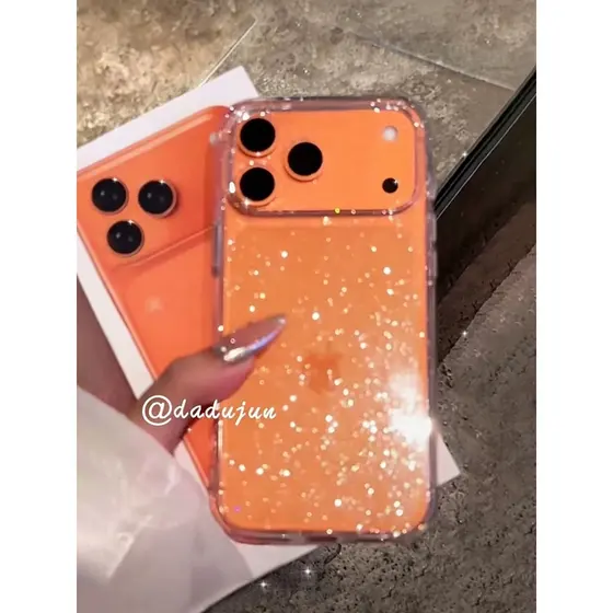 Capa Transparente com Glitter Premium Para 17 PRO MAX ✨ Antichoque com Proteção de Câmera | Brilho Elegante para iPhone