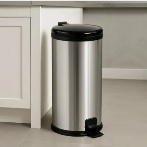 Lixeira Inox 20l Pedal Tampa Antiodor Cozinha Banheiro Preta Preto