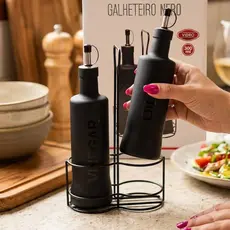 Galheteiro com Suporte Preto
