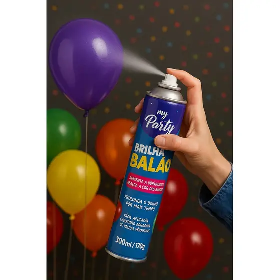 Kit SILICONE BRILHA BALÃO SPRAY SEM OLIOSIDADDE ENTREGA IMEDIATA - MY PARTY - 300ML