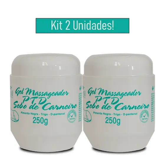 KIT 2 Unidades Gel Massageador PTD SEBO DE CARNEIRO 250g APINIL