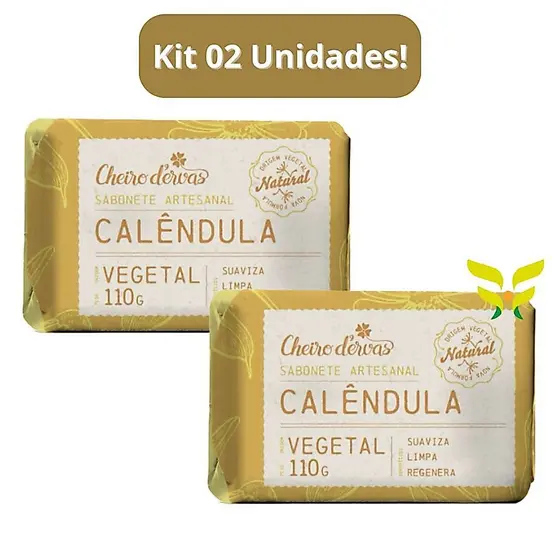 Kit 2 Unidades: Sabonete Calêndula 110g Cheiro D Ervas