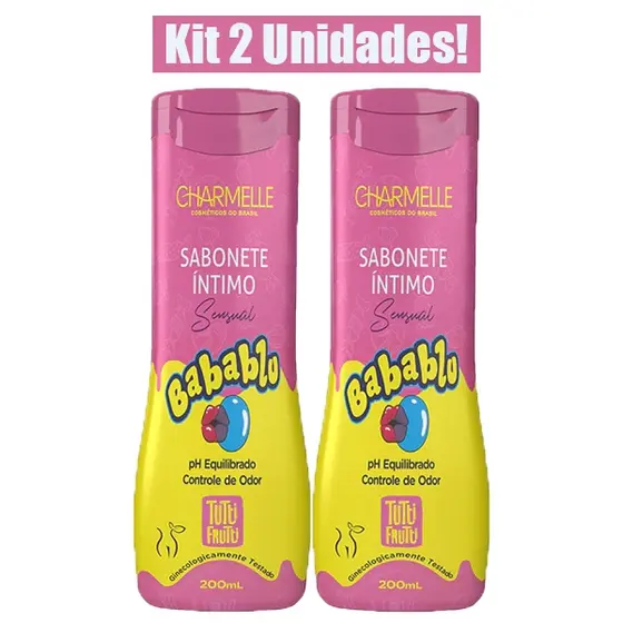 KIT 2 UNIDADES Sabonete Íntimo Sensual BABABLU TUTTI FRUTTI 200mL CHARMELLE