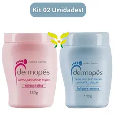 Kit 2 Unidades: 1 DERMOPÉS Creme Para AFINAR Os Pés 130g + DERMOPÉS Creme P/ TRATAMENTO Dos Pés 130g ABELHA RAINHA