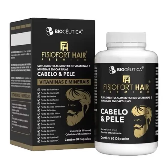 FISIOFORT HAIR PREMIUM CABELO E PELE 60 Cápsulas Biocêutica