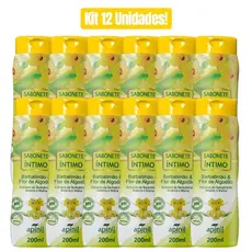 KIT 12 UNIDADES SABONETE ÍNTIMO BARBATIMÃO & FLOR DE ALGADÃO 200mL APINIL