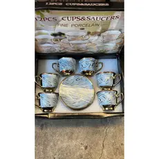 Conjunto 6 Xicaras Com Pires Porcelana Branca 100 ML Xicara De Cafe De flor De Luxo