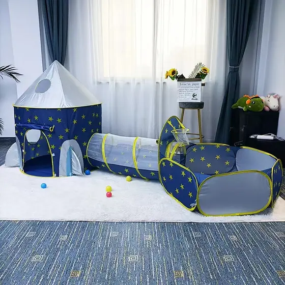 Tenda Toca Túnel Barraca 3x1 Playground Príncipe Com Cesta