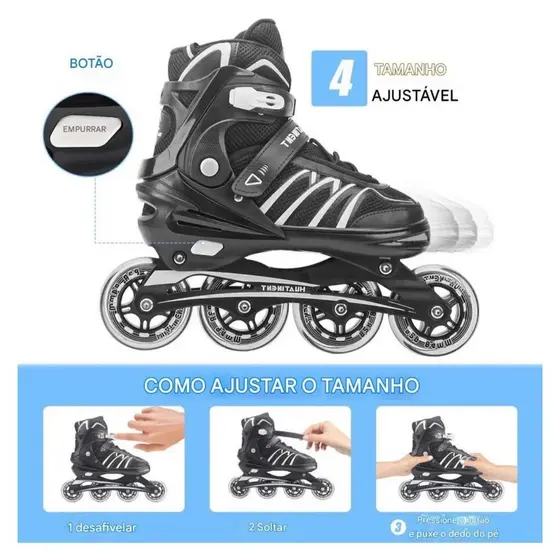 Patins Inline Adulto / Infantil Abec7 Semi Pró Tam 38-44