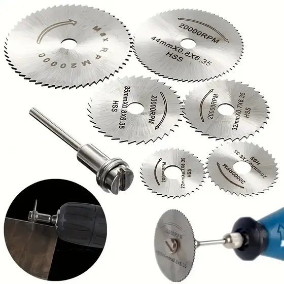 Kit Jogo Mini Serra Circular Disco Para Madeira Lamina com Adaptador Furadeira Parafusadeira