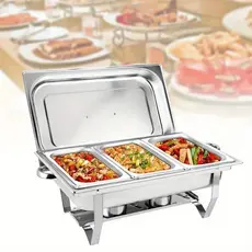 Rechaud Inox 12 Litros 1/3 Panelas Banho Maria 1，2 ou 3 Cubas Buffet