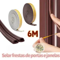 Fita Veda Frestas Janelas Porta Adesivo Isolante Térmico Antirruído 6 Metros