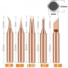 Kit 5 Pontas para Ferro de Solda Cobre 900m Para estação de Solda
