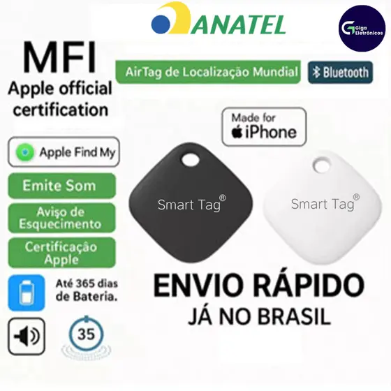 Localizador sem limite  AirTag MFI: Certificado MFI, para carro mala pet backpack documentos, compatível com Smart Tag