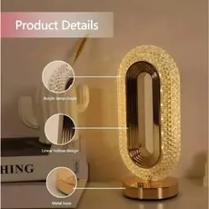Luminária de Mesa Lâmpada Touch Quarto Luxuosa Cristal Acrílico 3 Tons de Led