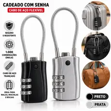 Cadeado TSA Senha Cabo Aço Mala Viagem Anti-Furto Bagagem Academia
