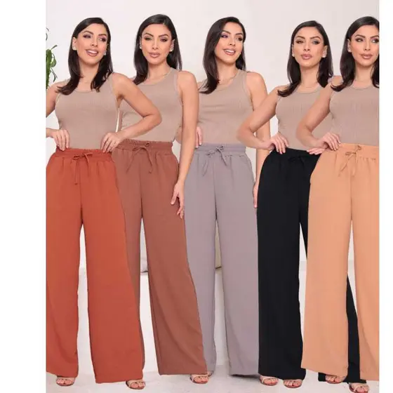 Calça Feminina Panalona Tecido Duna – Cintura Alta, com Bolsos | Elegante, Não Amassa