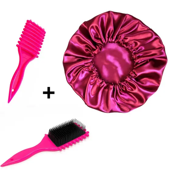 Kit Cabelo Perfeito Escova de Fitagem + Touca Cetim Proteção Capilar kit perfeito PRONTA ENTREGA!