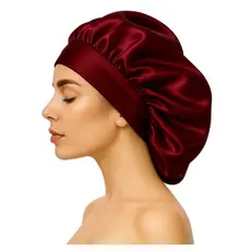 Gorro De Cabelo De Seda Acetinada Com Faixa Larga, Touca De Dormir Para Cuidados com o Cabelo