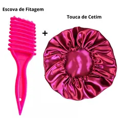 Kit 2 Peças Escova de Fitagem + Touca de Cetim Proteção e Definição tudo em um único KIT