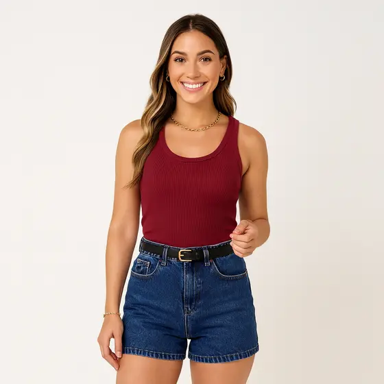 Regata Básica Ribana Canelada Algodão Elastano Premium Blusinha Feminina