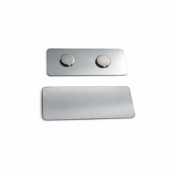 Crachá Magnético Aço Inox 2,5x6,5cm Sem Gravação