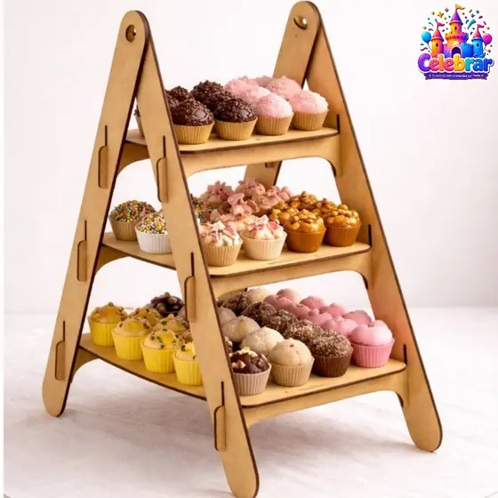 Escada de Mesa Decoração de Festa Para Doces Enfeite de Mesa Mdf