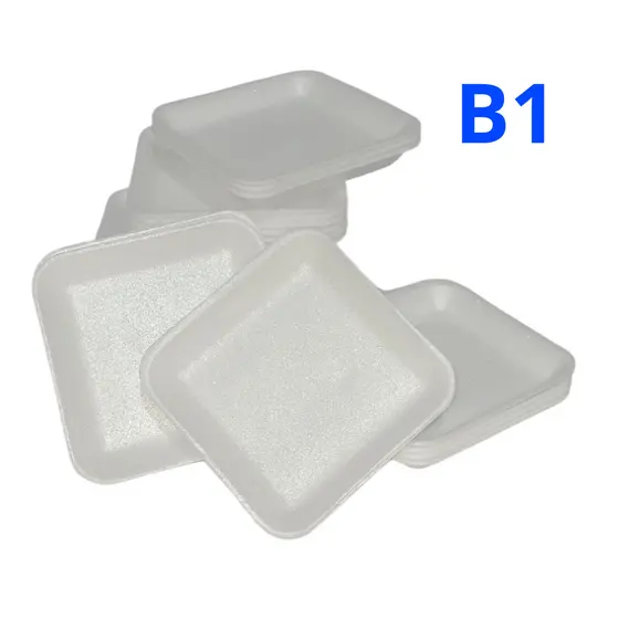 Kit 100 Bandeja de Isopor B1 quadrada rasa Bolachas Salgados