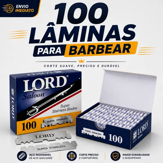Kit 100 Lâminas LORD PLATINUM Gillete Profissional Para Barbeiros Fabricadas no Egito top top