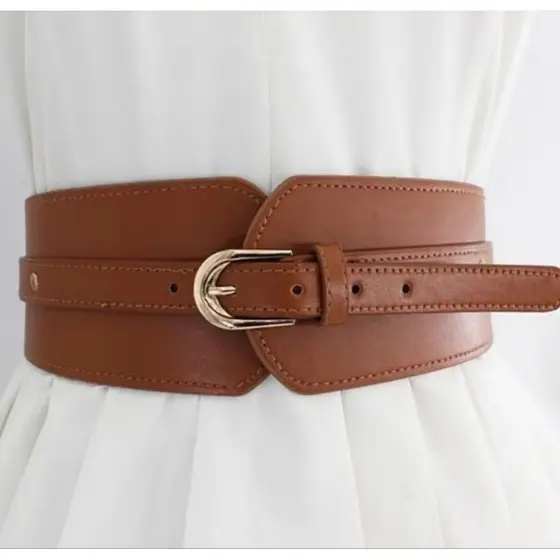 Cinto Elástico Feminino Elegante Retrô Com Fivelas Ajustáveis